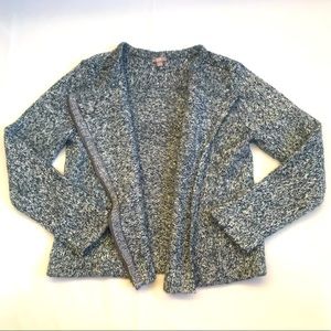 J. Jill grey and white asymetrical front zip knit sweater jacket size Me…
